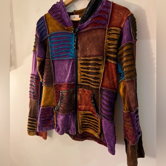 Ark Imports Made in Nepal Hippie Bohemian Colorful Patchwork Women's Sweater S - Picture 1 of 9